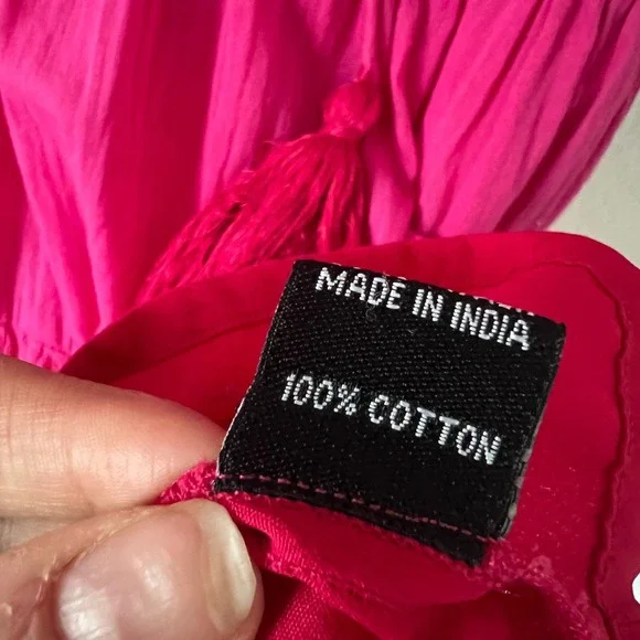 Karina Grimaldi Sz XS Carol Pink Mini Dress Eyelet Puff Sleeves 100% Cotton Boho - Picture 11 of 12